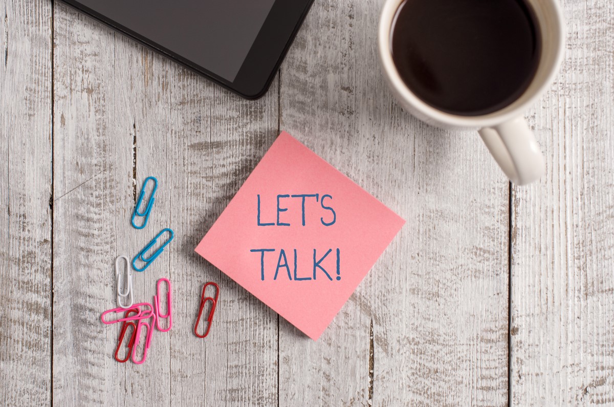 Decorative image: Post-it note that says 'Let's Talk' 