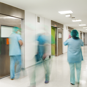 Episode 24 cover: Photo of hospital hallway